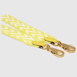 Hermès-amarelo/Alça de bolsa Chevron branca-Branco