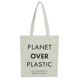 Autre Marque-Beige/Black Planet Over Plastic Tote Bag-Beige