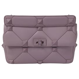 Valentino-Bolsa de ombro em couro lilás com tachas romanas-Outro