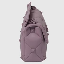 Valentino-Bolsa de ombro em couro lilás com tachas romanas-Outro