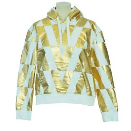 Valentino Nicht-gerade weiss/Kapuzenpullover mit goldenem V-Logo Golden