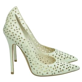 Jimmy Choo-White Perforated Anouk Pointed Toe Pump-White