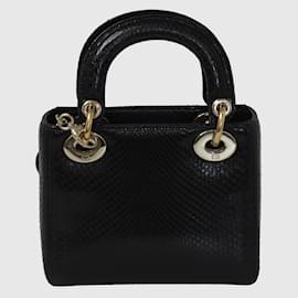 Christian Dior-Borsa Lady Dior con mini catena in pitone nero-Nero