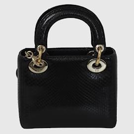 Christian Dior-Sac Lady Dior à mini chaîne en python noir-Noir