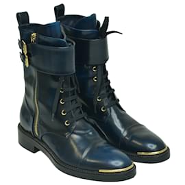 Lauréate leather boots Louis Vuitton Black size 38 EU in Leather