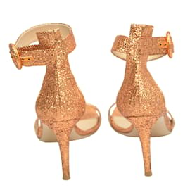 Gianvito Rossi-Copper Glitter Embellished Portofino Ankle Strap Sandals-Other