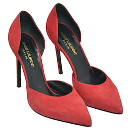 Saint Laurent-Zapatos de tacón rojos con punta en punta D'Orsay-Roja