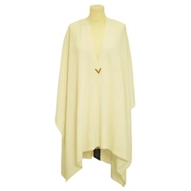 Valentino-Weißer, gestrickter, übergroßer Pullover mit V-Verzierung-Weiß