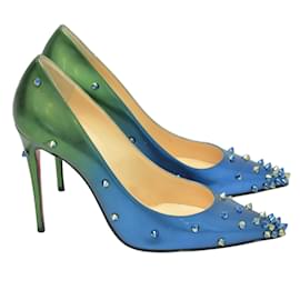 Christian Louboutin-green/Blue Degraspike 100 Pointed toe pumps-Blue