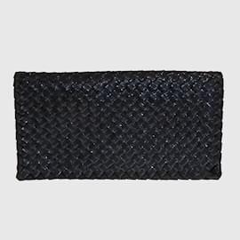 Bottega Veneta-Dark Grey Woven Scarab Beetle Clutch-Grey