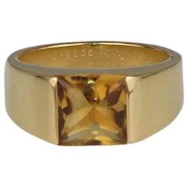 Cartier-Gold/Tiefgelber Citrin-Tank-Band-Solo-Ring-Golden