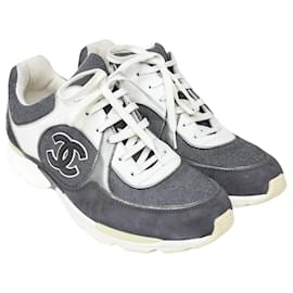 Chanel-Monochrome CC Logo Lace Up Sneakers-Other