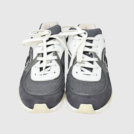 Chanel-Monochrome CC Logo Lace Up Sneakers-Other