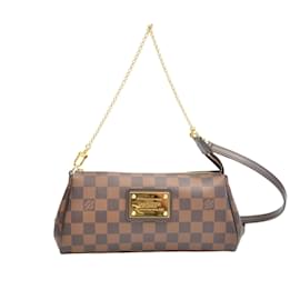 Louis Vuitton-Bolsa Clutch Damier Ebene Eva Marrom-Marrom