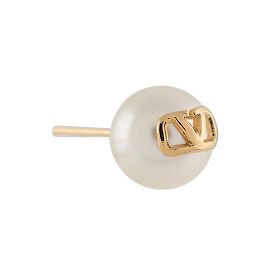 Valentino Garavani Borchie con logo V in oro e perle finte D'oro