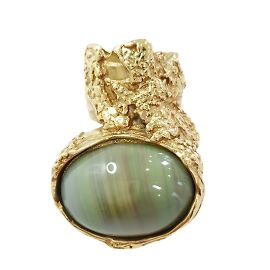 Yves Saint Laurent YSL Ceramic Gold Arty Ring Golden