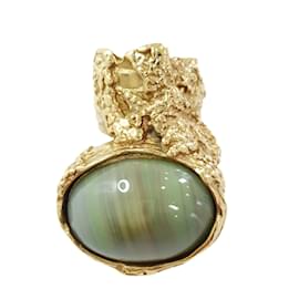 Yves Saint Laurent-YSL Ceramic Gold Arty Ring-Golden