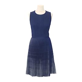 Christian Dior-Christian Dior Blue Knitted Pleated Dress-Blue