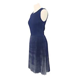 Christian Dior-Christian Dior Blue Knitted Pleated Dress-Blue