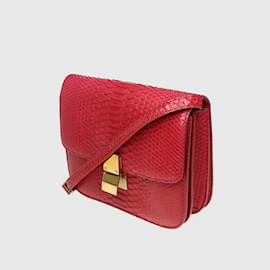 Céline-Rote mittelgroße klassische Box-Flap-Tasche-Rot