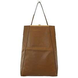 Céline Bolsa Marrom Cabas com Fecho Marrom