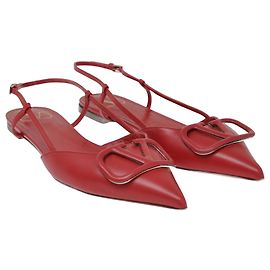 Valentino Rote Slingback-Schuhe mit V-Logo Rot