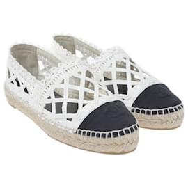 Chanel-Bianco/Espadrillas nere con logo CC-Nero