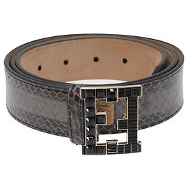 Fendi Black/Grey Belt Black