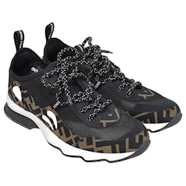 Fendi-Brown Lycra FF Freedom Patchwork Sneakers-Brown