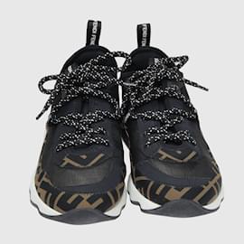 Fendi-Brown Lycra FF Freedom Patchwork Sneakers-Brown