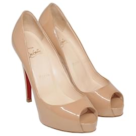 Christian Louboutin-Beige Peep Toe Platform-Beige