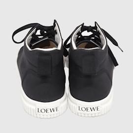 Loewe-black/Baskets à lacets blanches taille moyenne-Noir