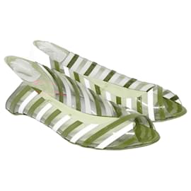 Christian Louboutin-Red/White PVC Peep Toe Ballet Flat-Red