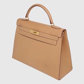 Hermès-Natural Epsom Kelly Sellier 32 bolsa com ferragens douradas-Dourado