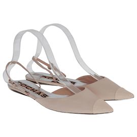 Rochas Hellrosa Slingback-Pantoletten mit spitzer Zehenpartie Pink