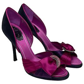 Rene Caovilla viola/Décolleté spuntate con cristalli rosa shocking Rosa