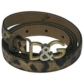 Dolce & Gabbana Cinto com fivela D&G de couro com estampa de leopardo Outro