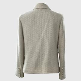 Gucci-Die Sahne/Mehrfarbige, kurz geschnittene Tweed-Jacke mit Schleifendetail-Mehrfarben