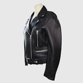 Acne-Black Zipped Biker Jacket-Black