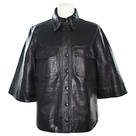 Ganni-Schwarze Hemdjacke mit Knopfleiste-Schwarz