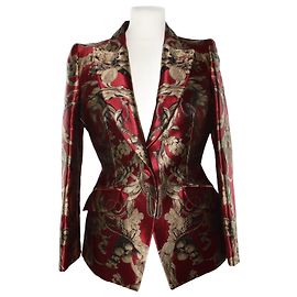 Alexander Mcqueen rojo/Blazer estampado dorado Dorado