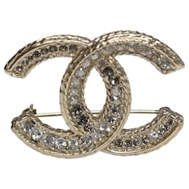 Chanel Pre-owned 2000s Faux-Pearl CC Brooch - Gold
