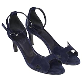 Hermès-Sandale à bride cheville Premiere bleu marine-Bleu