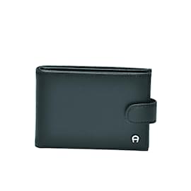 Aigner-Black Folded Card Holder Wallet-Black