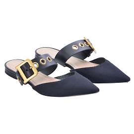 Christian Dior Schwarze D-Dior-Slides mit spitzer Zehenpartie Schwarz