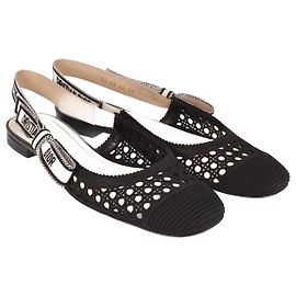 Christian Dior Sapatilhas pretas Moi Slingback Preto