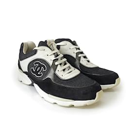 Chanel-Chanel Blue Black Denim Fabric Sneakers-Black