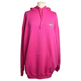 Balenciaga-Pink Bonjour Oversized Hoodie-Pink