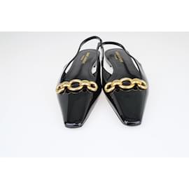 Saint Laurent-Black Chain Slingback Flat Mule-Black