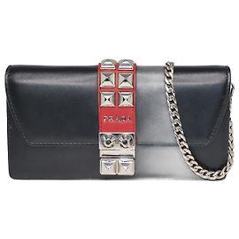 Prada Carteira Elektra Preta com Tachas em Corrente Preto